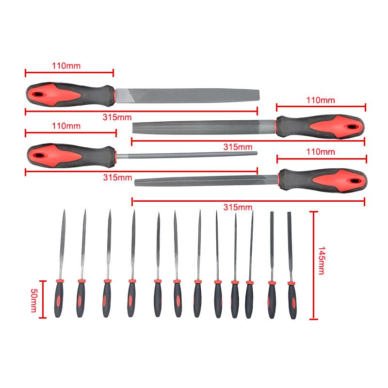 17 Piece Metal File Set Forged Steel Files for Metal and Wood File Applications Includes Round, Half Round, Diamond, Flat, Tripl