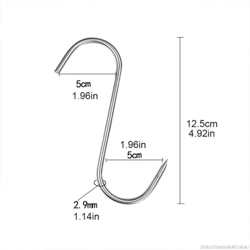 20pcs En Acier Inoxydable Croc de boucher avec le Bout Pointu pour boucherie Cuisine Fumer Et Froid Crochet Pratique 21