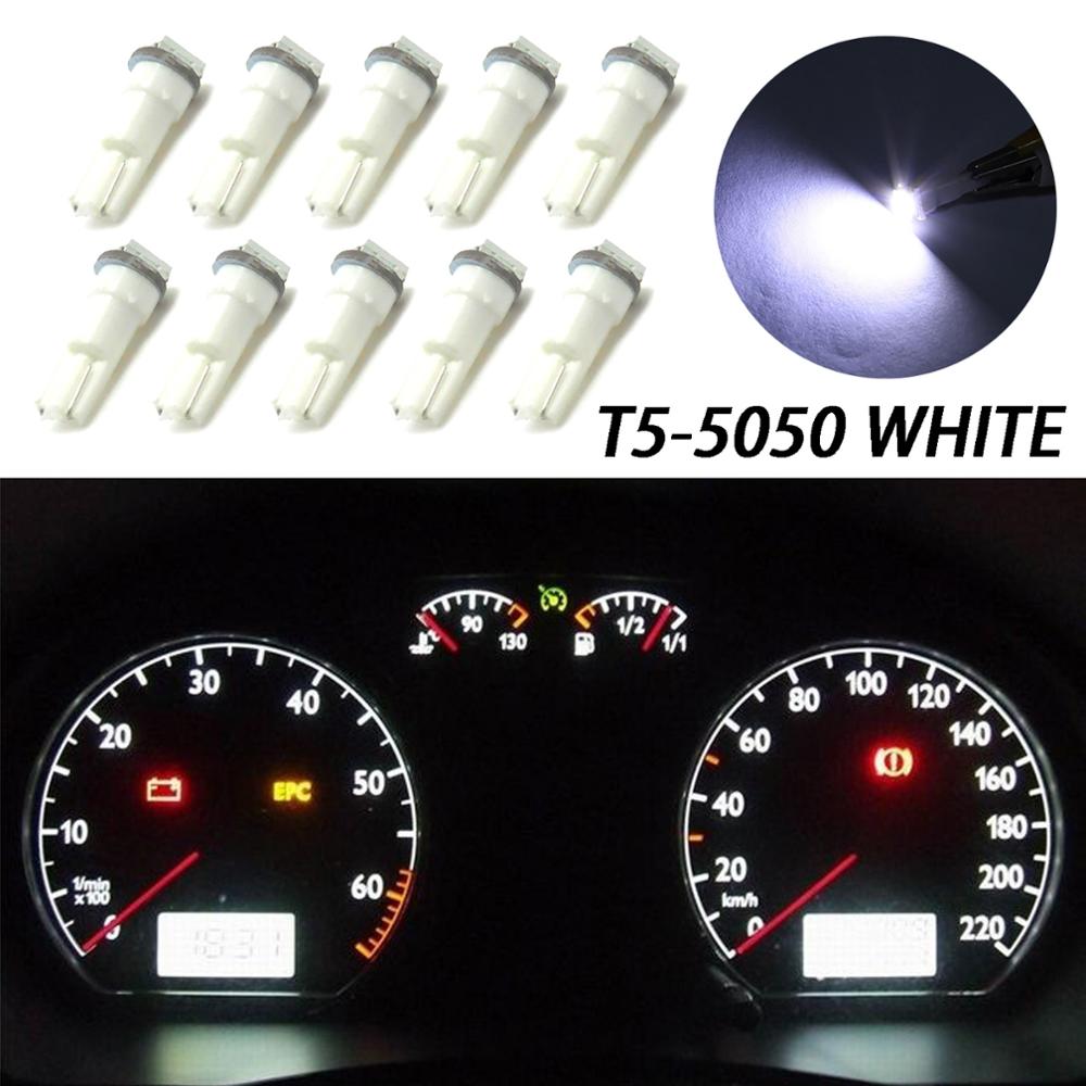 10pcs Car T5 73 37 17 58 Wedge Green 1-SMD Car LED Gauge Cluster Lights Speedometer Bulbs: White