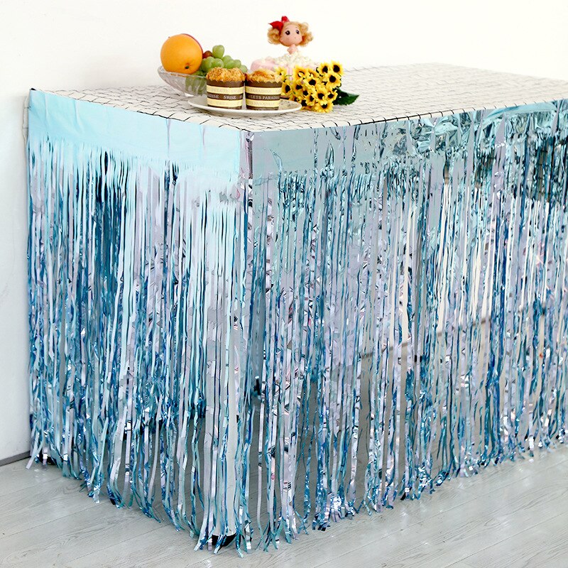 275X75 Cm Hawaii Party Decoratie Tafel Rok Folie Fringe Metallic Klatergoud Tafel Rok Voor Bruiloft Verjaardag Decoratie