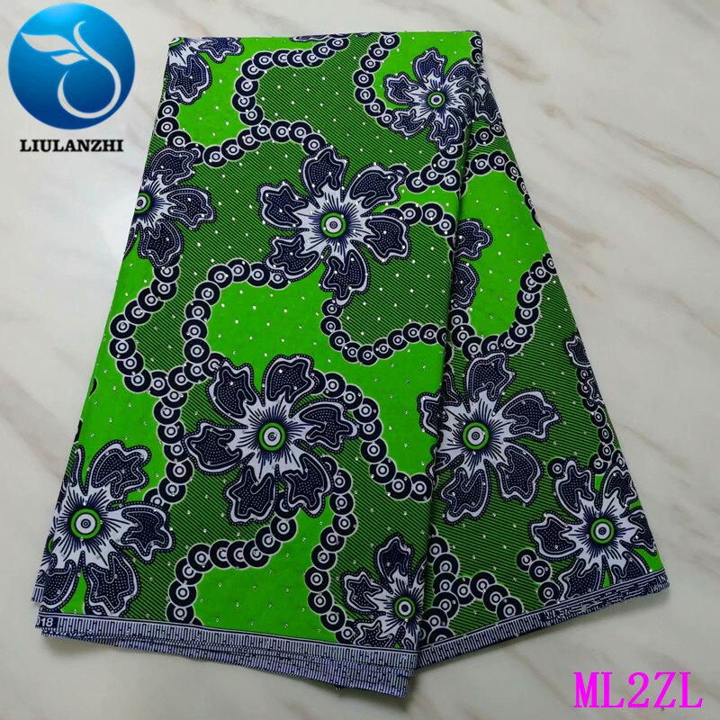 LIULANZHI tejido Ankara encerado poliéster estampado africano tela 6 yardas/pieza nueva cera de poliéster con piedras ML2ZL36: ML2ZL45