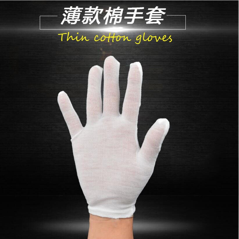 Guantes de inspección de , 1 par de guantes blancos de algodón grueso para trabajo, tela fina de algodón, medianos y gruesos