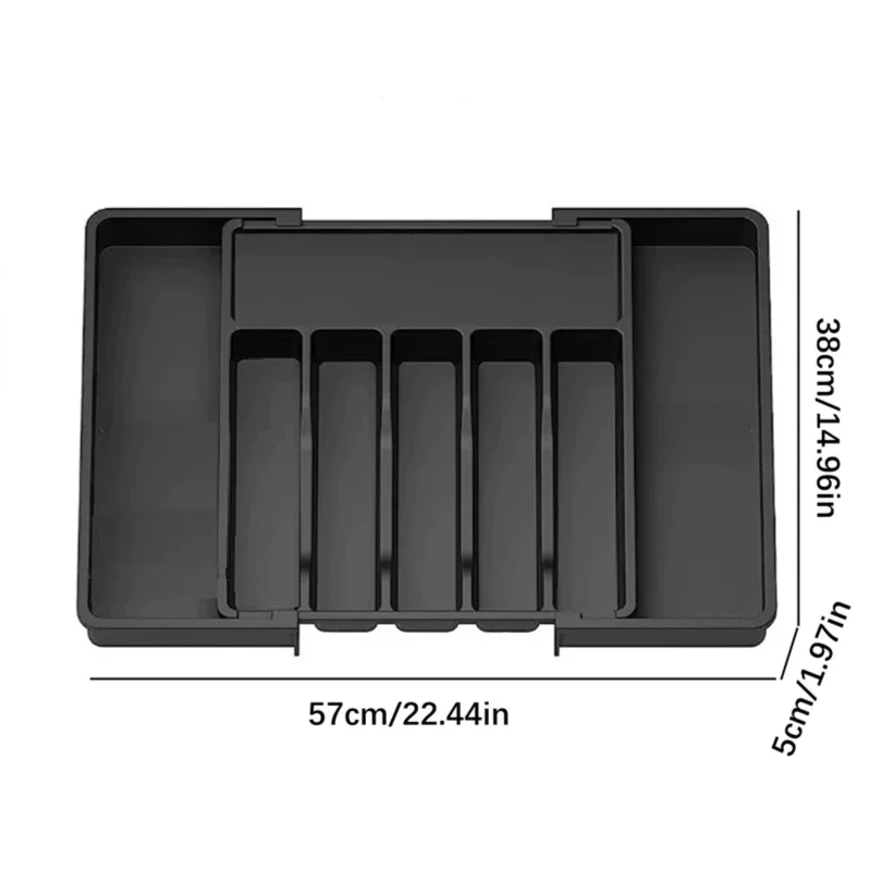 Expandable Cutlery Drawer Organizer, Adjustable Kitchen Utensil Tray Set, Compartment Flatware Storage Divider: DEEP BLUE