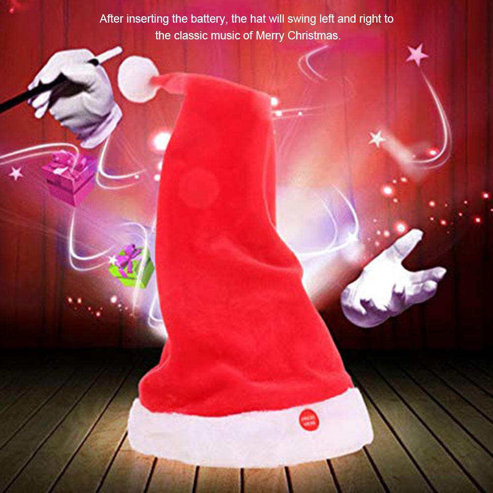 Electric Christmas Hat Swing Tail Adjustable Electric Music Novelty Funny Cartoon Hat Cosplay Christmas For Kids portable