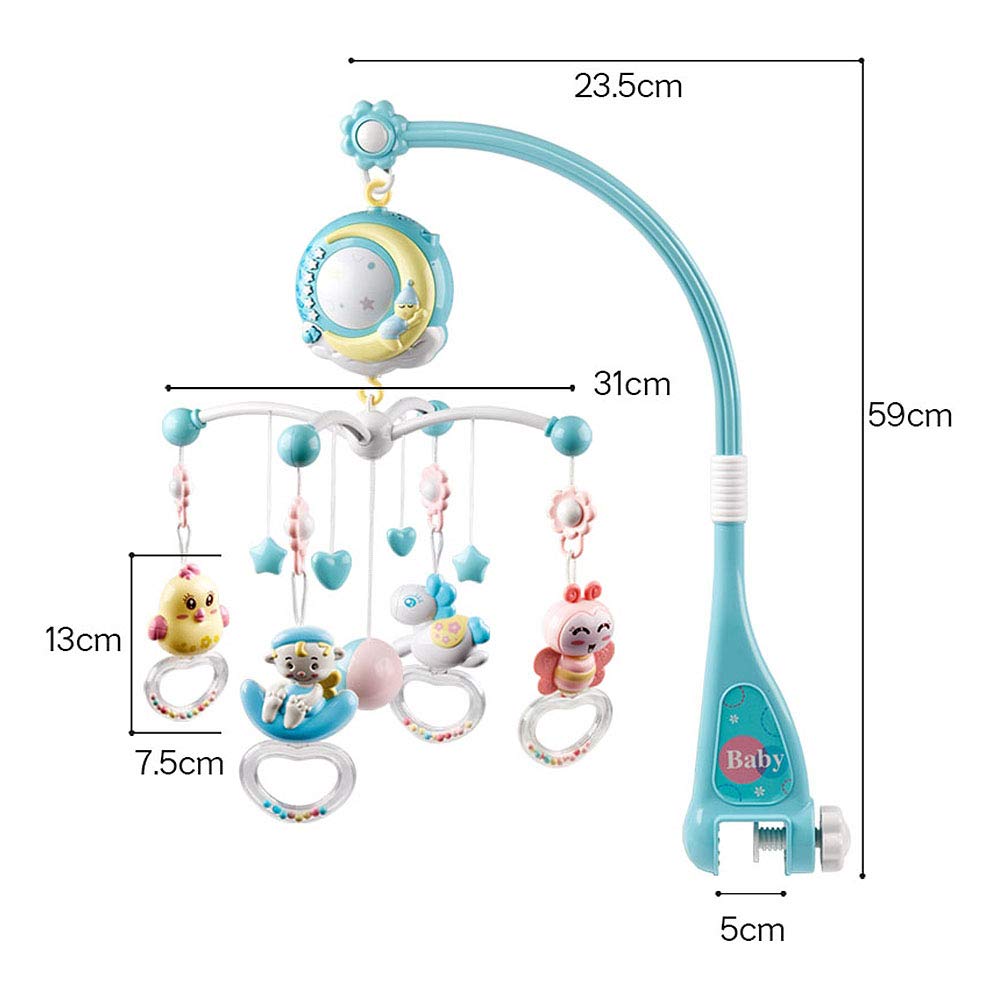 Fjernbetjening mobil musikalsk baby krybbe legetøj lys klokke rangle dekoration legetøj til krybbe vugge klokke projektor til nyfødte babyer