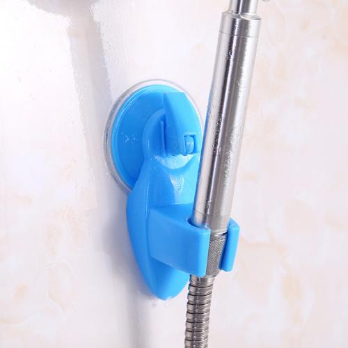 Bathroom Plastic Strong Suction Cup Wall Mounted Shower Head Bracket Holder Seat: Blue