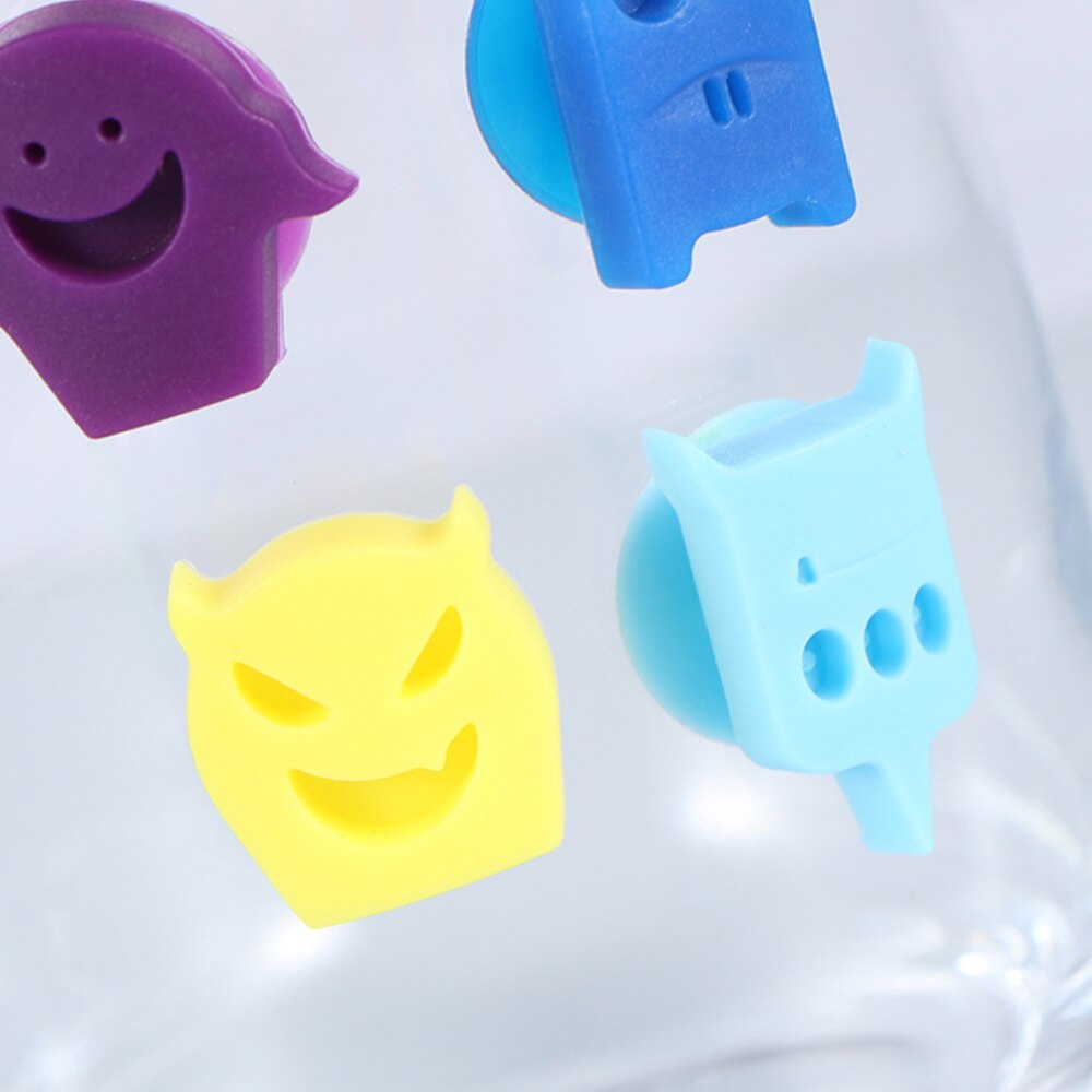 12 Stuks Siliconen Glas Marker Creatieve Gezicht Drink Bedels Label Mark Glas Identificatie Voor Party Banquet