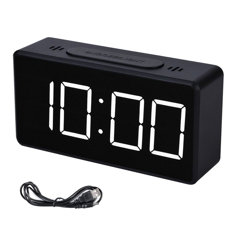 Spiegel Wecker LED Digital Anzeige Elektronische Zeit Temperatur Kalender Tisch Wecker USB Ladung Schüler Schreibtisch Uhren: Blau 13.6X4.6X7.5cm