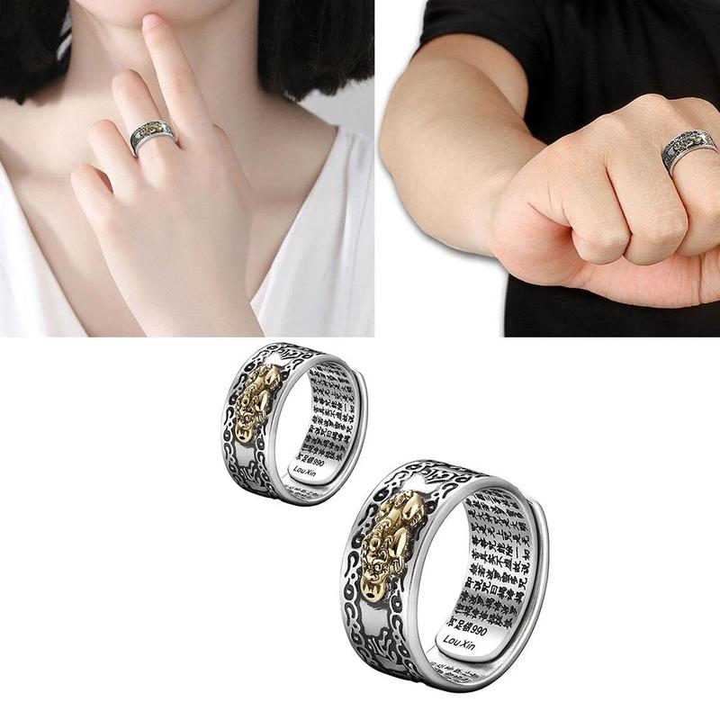 Bixie Ring Feng Shui Amulet Rijkdom Lucky Open Verstelbare Ring Boeddhistische Sieraden Voor Vrouwen Mannen