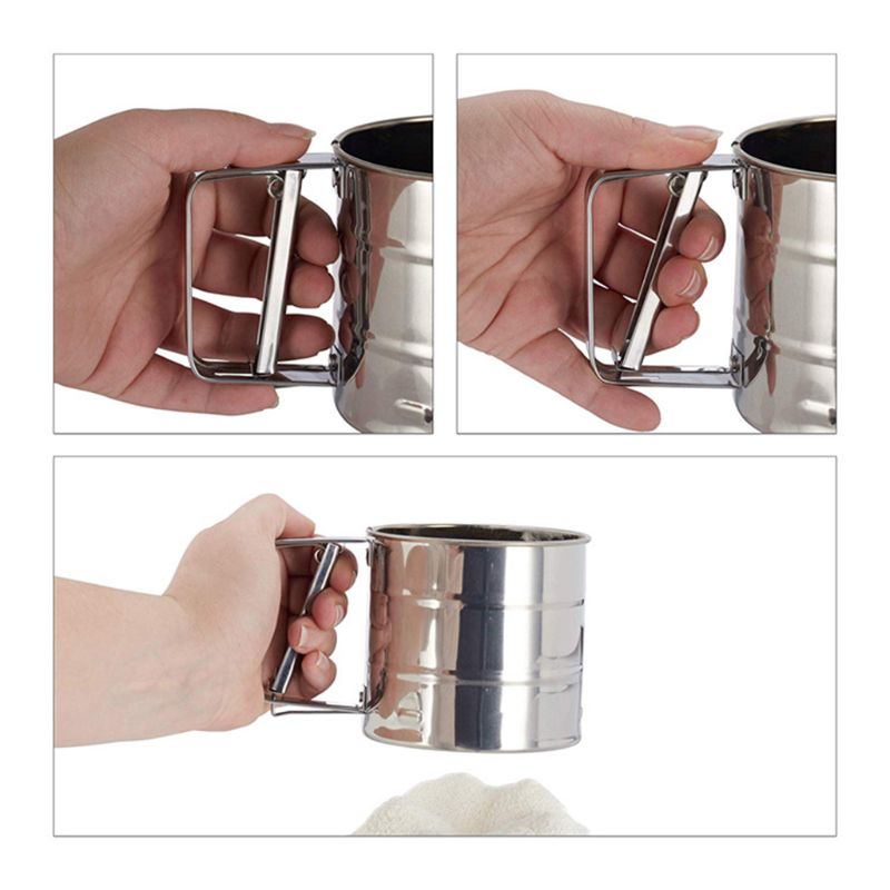 Handheld Baking Cake Tool Stainless Steel Hand Flour Powder Mesh Cup Sieve Shaker，flour，The kitchen，filter