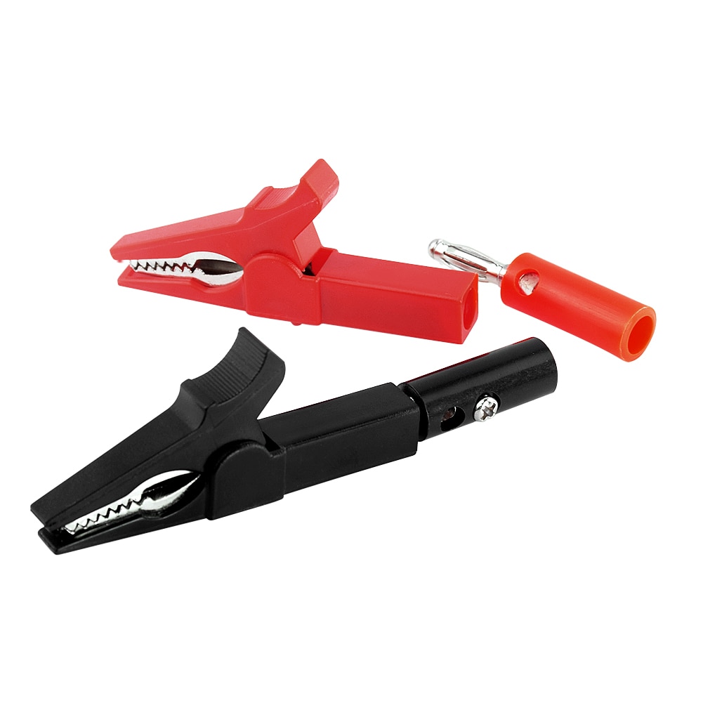 4mm Banana Plug Cable Clips Socket Battery 55MM Alligator Clip + BANANA PLUG, Test Probe Clip Red Black Alligator Banana Plug