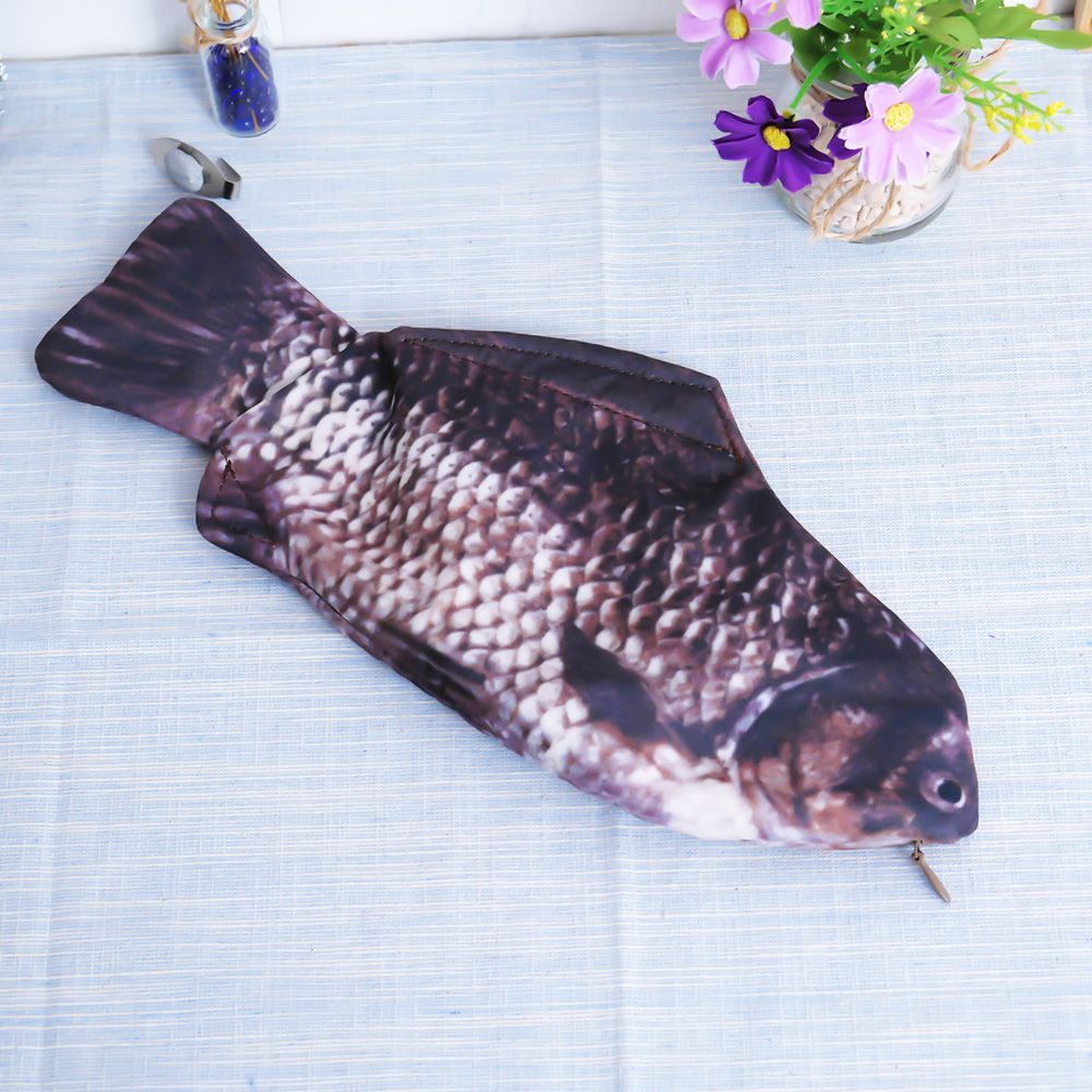 1Pcs Carp Fish Shaped Zipper Pencil Case Bag Make up Holder Storage Pouch Pen Pencil Case Stationery School Supplies Funny
