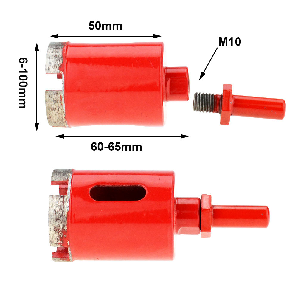 1pc m10 -gjenget 6-100mm diamantboring kjernebor betong keramiske fliser murstein hullsag til murstein vinkelsliper tilbehør