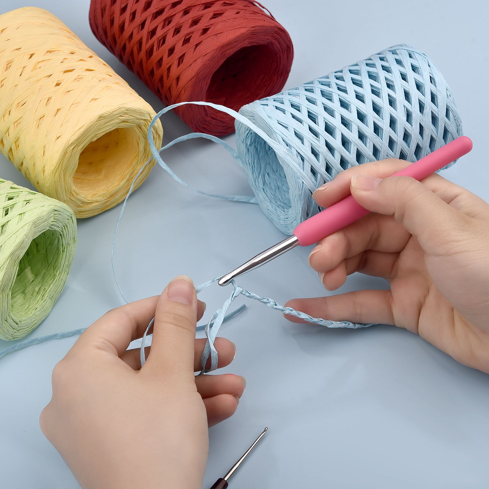 100m/70/20m Natural Raffia Straw Yarn For Knitting Crocheting Paper Threads Diy Handmade Summer Hat Bag Crochet Packaging