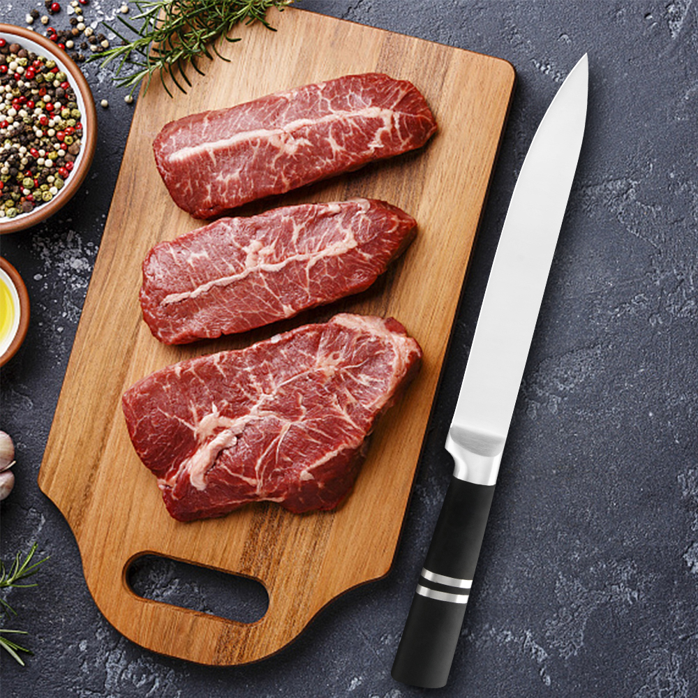 6PCS Japanese Style Chef Knives Set Stainless Steel 8'' Bread Slicing 7'' Santoku 5'' Utility 3.5'' Paring Knife Accessory