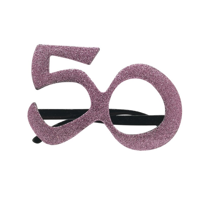 1Pcs Rose Gold 40th 50th 60th Happy Birthday Plastic Glasses Anniversary Birthday Party Photo Props Decoration Supplies: glasses 50th