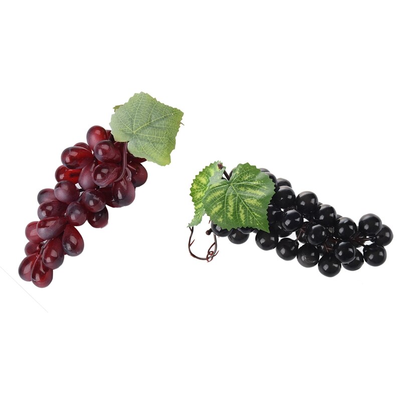 Au-Zacht Plastic Bourgondië Bos Simulatie Druiven Fruit Woondecoratie & Paars Zacht Plastic Kunstmatige Druiven Cluster Fruit De