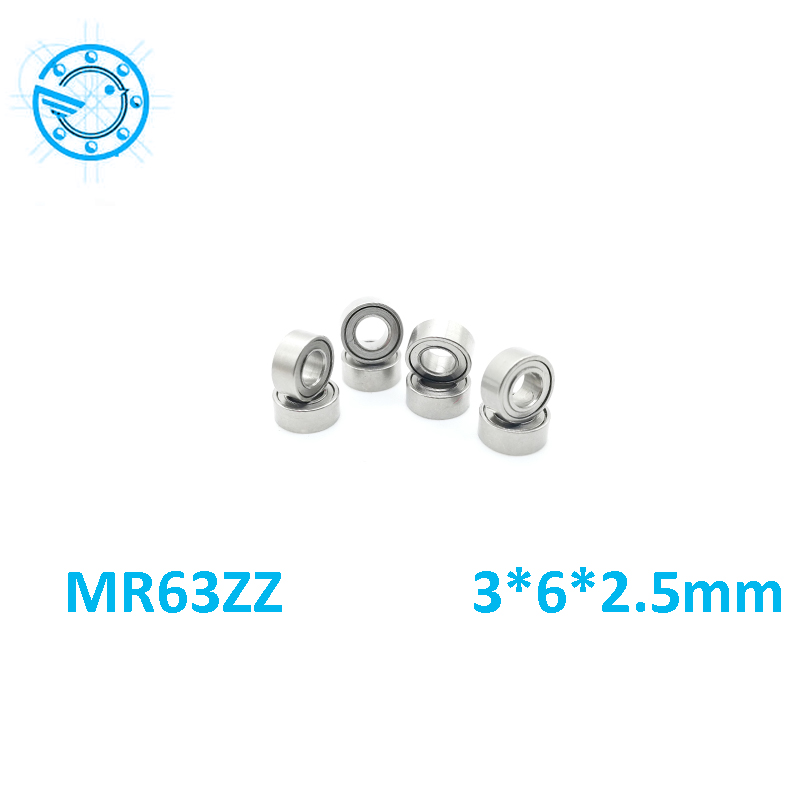 10 stks/partij MR63ZZ Miniatuur Kogellagers 3*6*2.5mm Kleine Dubbele Afgeschermde Miniatuur Metal Staal Lager Mini staal Rollager