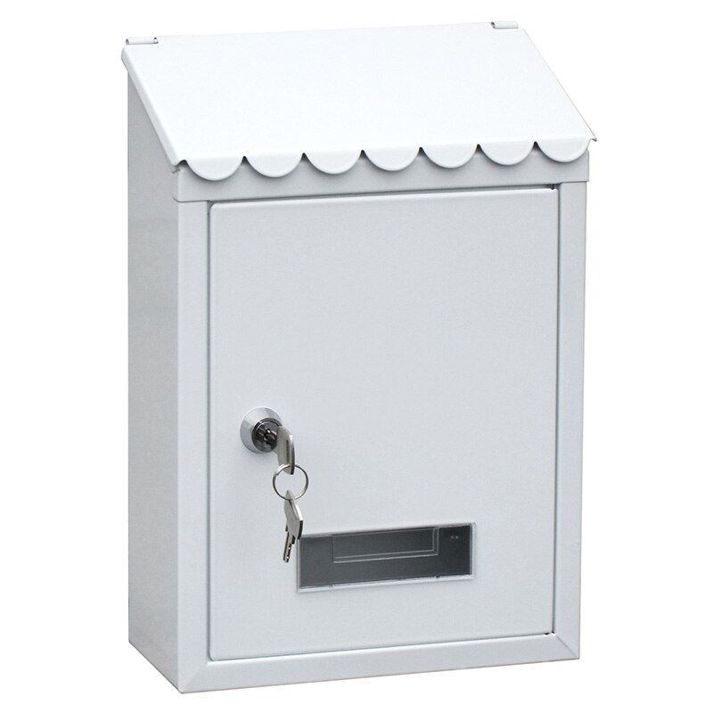 Outdoor Lockable Metal Mailboxes Wall Mounted Mail Box Bucket Post Letter Boxwith Key For Home Garden Decoration Garden Supplies: white