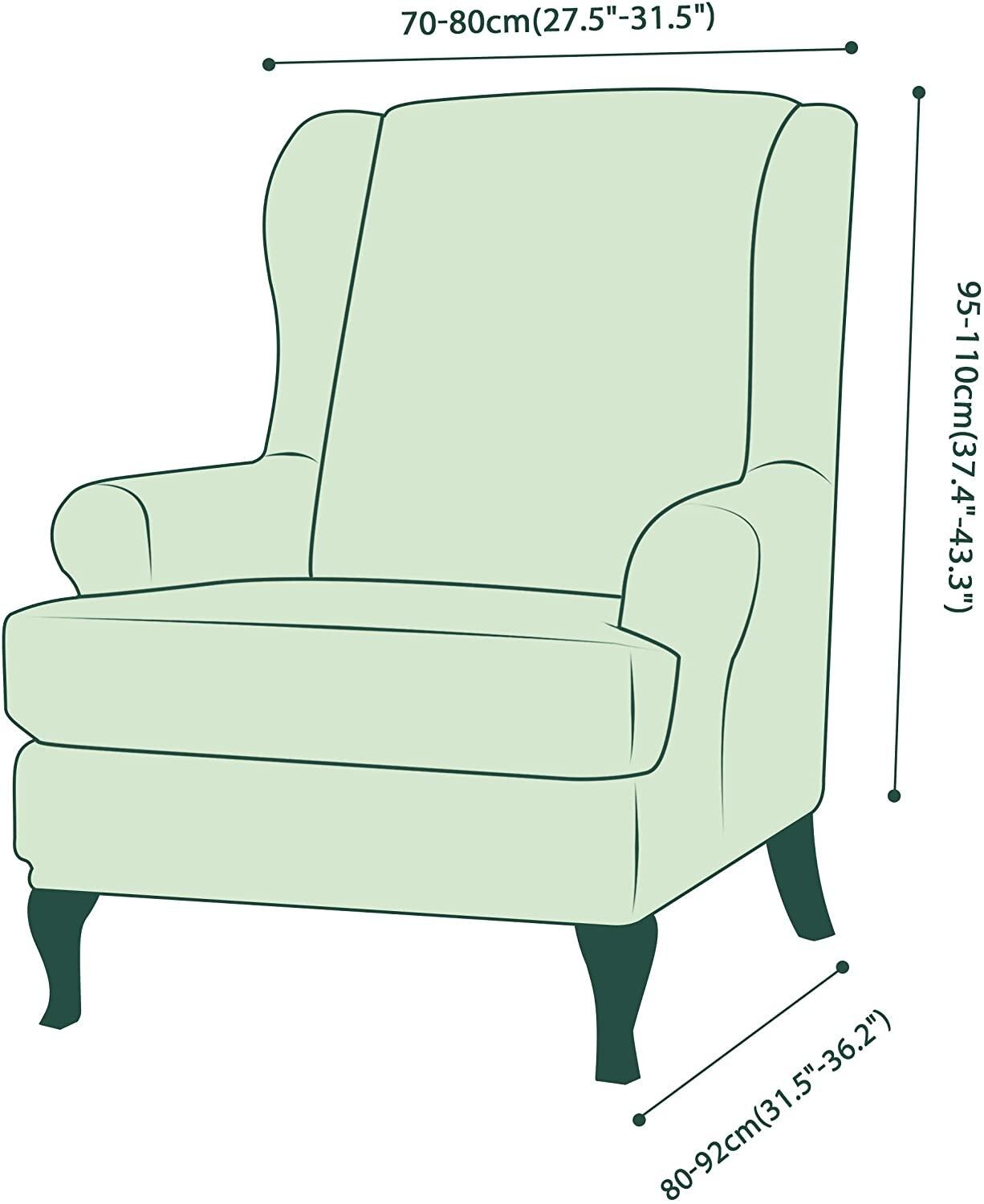 Vingebagsstol betræk fløjl spandex stretch slipcovers til kontorstole stilfuldt 2 stykke sæt med elastik