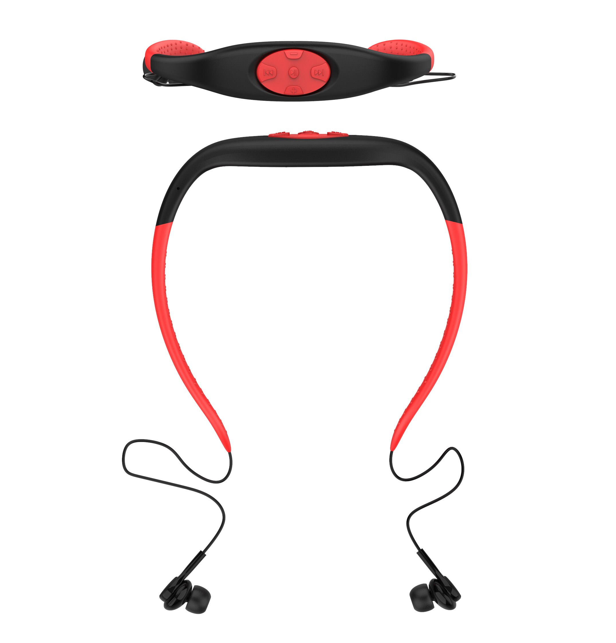 003 Waterdichte IPX8 Duiken Zwemmen Surfen Draadloze MP3 Speler Fm Radio 8Gb Bluetooth Headset Muziekspeler: 8GB  red