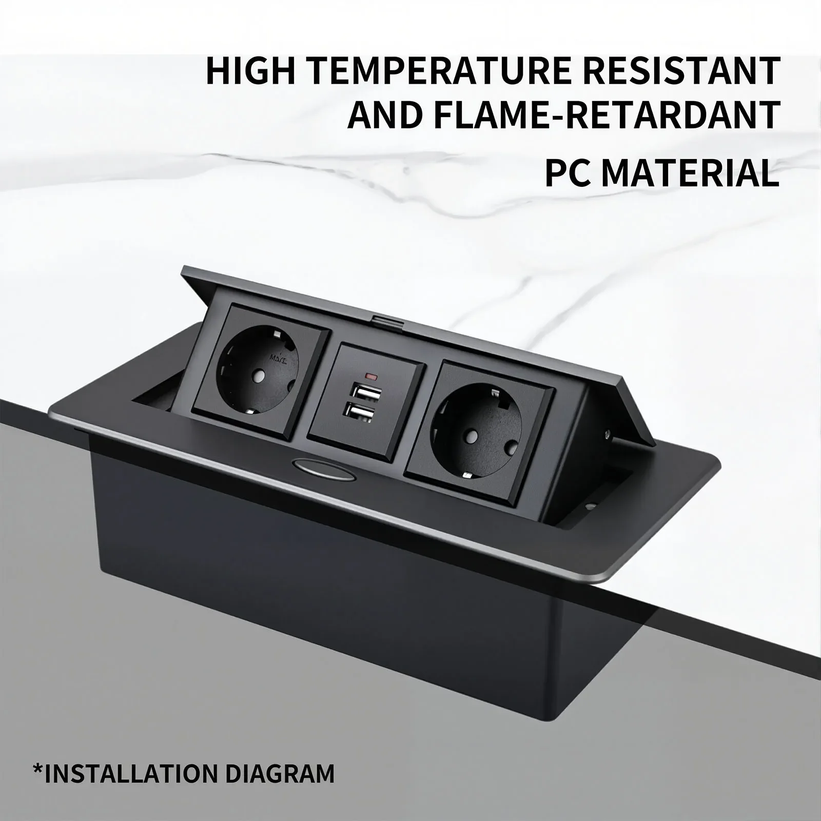 Tomada de Mesa Retrátil - USB-A/USB-C - Carregamento Rápido Tipo C - Estação de Carregamento Multifuncional