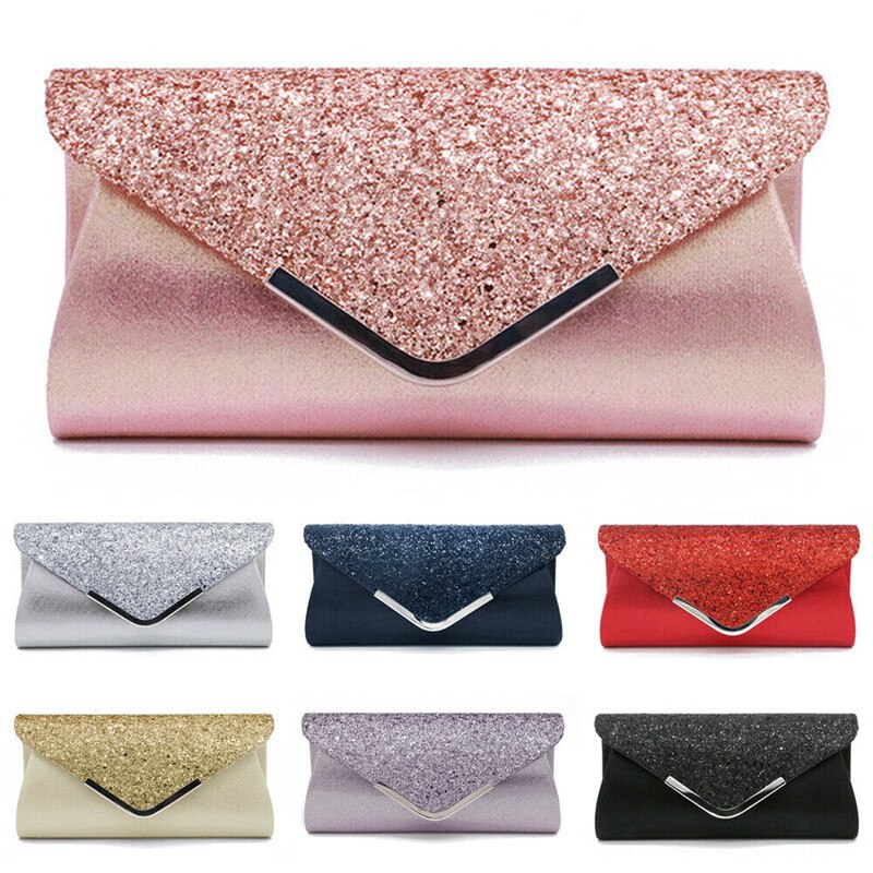 Nova mulher brilho shimmer bolsa envelope senhoras lantejoulas festa à noite baile de formatura saco embreagem inteligente