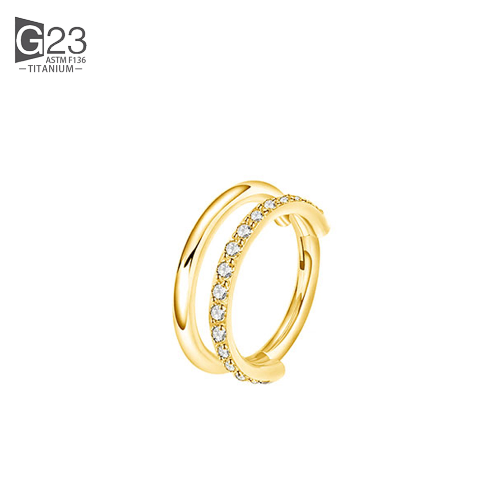 G23 Titanium Implantaat Scharnierende Naadloze Oorbellen Clicker Hoepel Ring Voor Kraakbeen Helix Toren Septum Daith Tragus Schelp: WHITE / Rose Goud Kleur