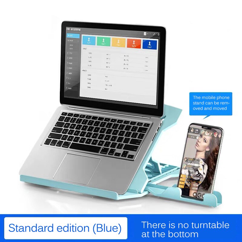360 DegreeHeight Adjustment Laptop Stand for Macbook Pro for Notebook Support Rotating Bottom Computer Stand Riser Cooling Pad: Blue standard