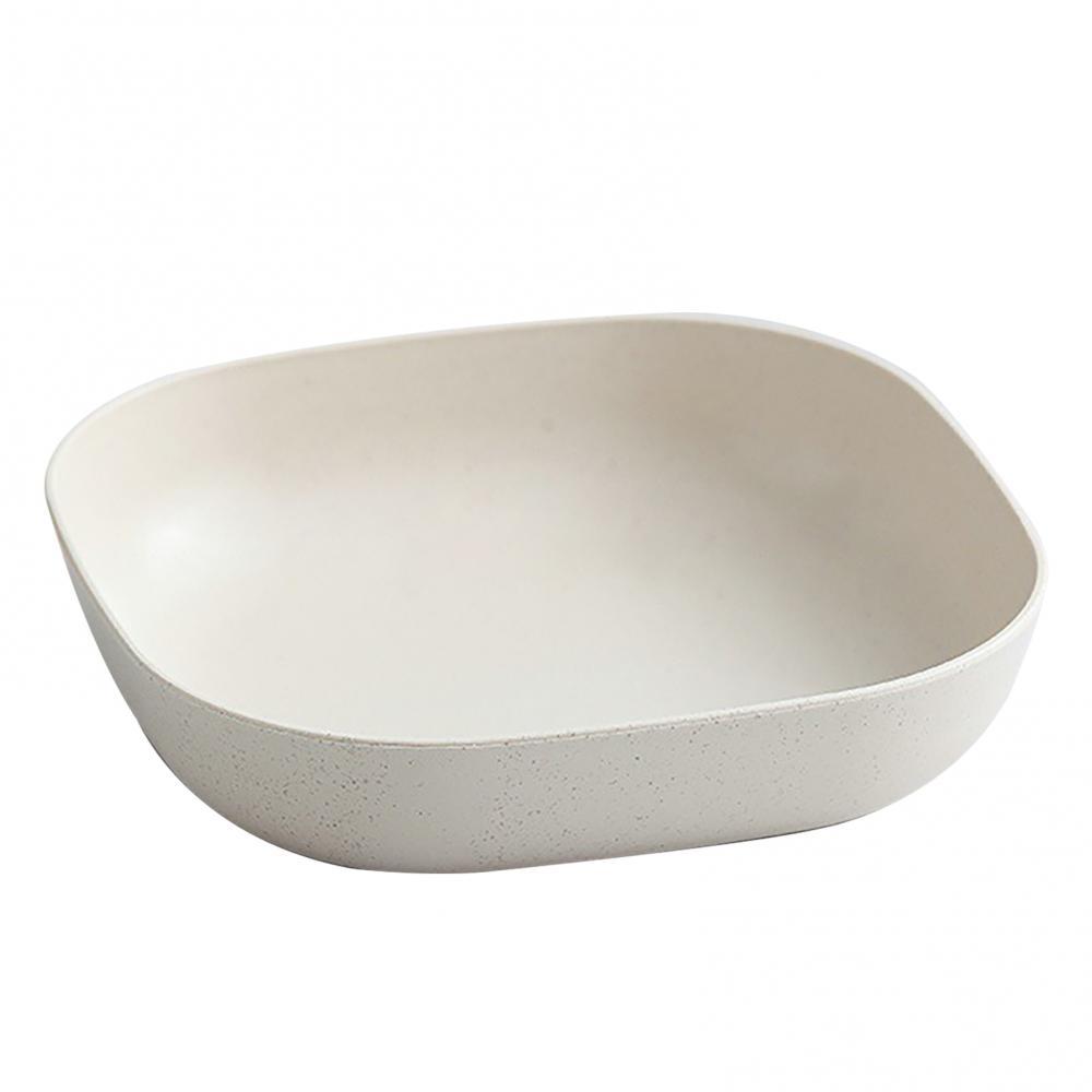 Plato irrompible de paja de trigo para ensalada, platos para el hogar, aperitivos, ensaladera cuadrada, plato de cena, vajilla de cocina: Beige