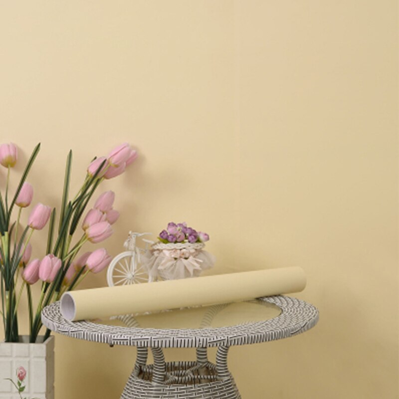 Vinyl Matte Waterproof Self Adhesive Wallpaper Easy Using Wall Sticker for Living Room Kitchen Furniture Cabinet Home Decor Film: Beige / 40cm x 5m