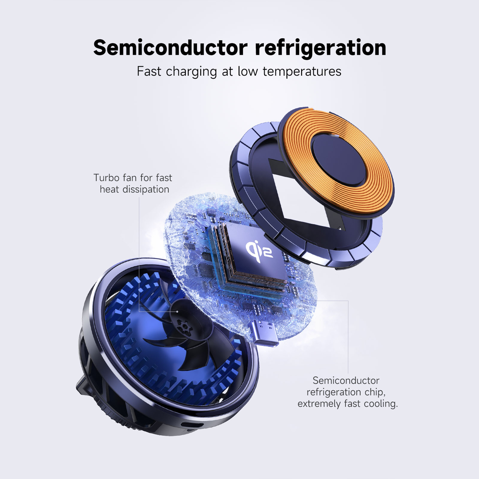 Chargeur sans fil magnétique Qi2 pour iPhone, support de téléphone de voiture, semi-conducteur, réfrigération, charge rapide 15W, 12, 13, 14, 15, 16