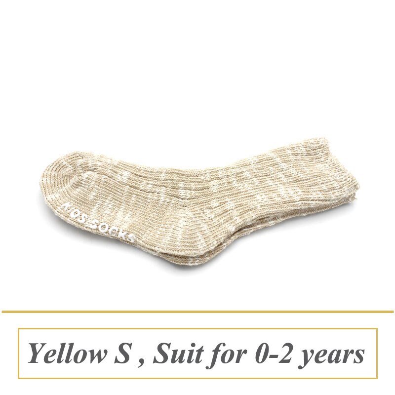 Bland farve bomuld baby sokker til piger drenge børn sokker ankel længde tyk vinter spædbarn calcetines 1 par i 0-4 år: Gul s