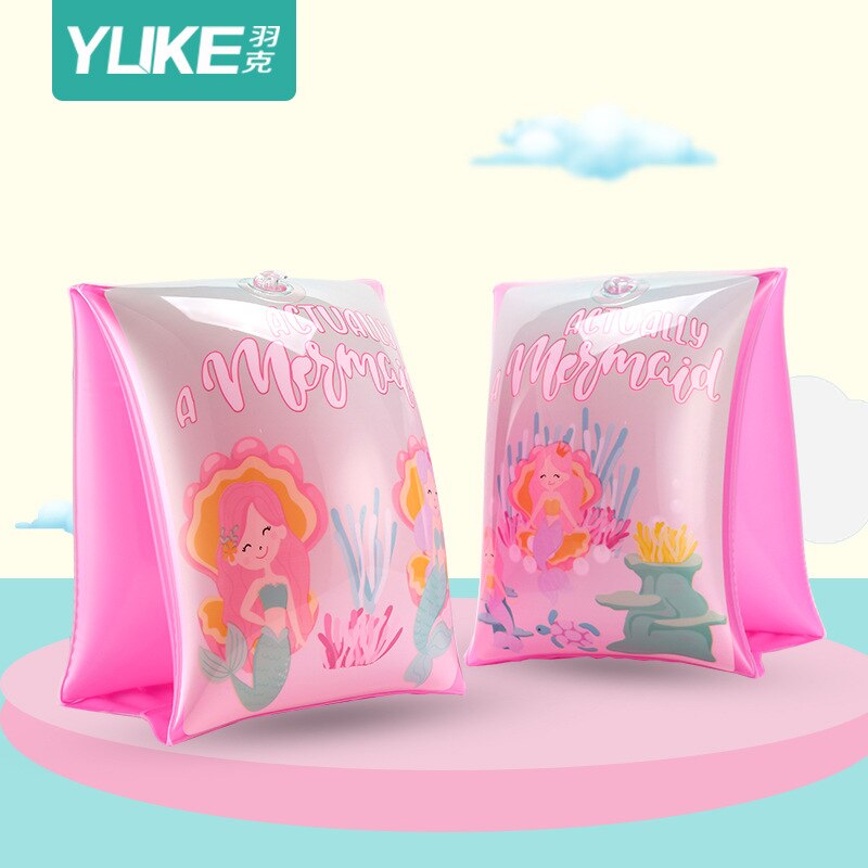 Manguitos para nadar para niños flotadores de brazo flotador de ala de agua mangas largas de seda blanca manga flotante de niños Drift Kids swiming Sle: Pink Mermaid