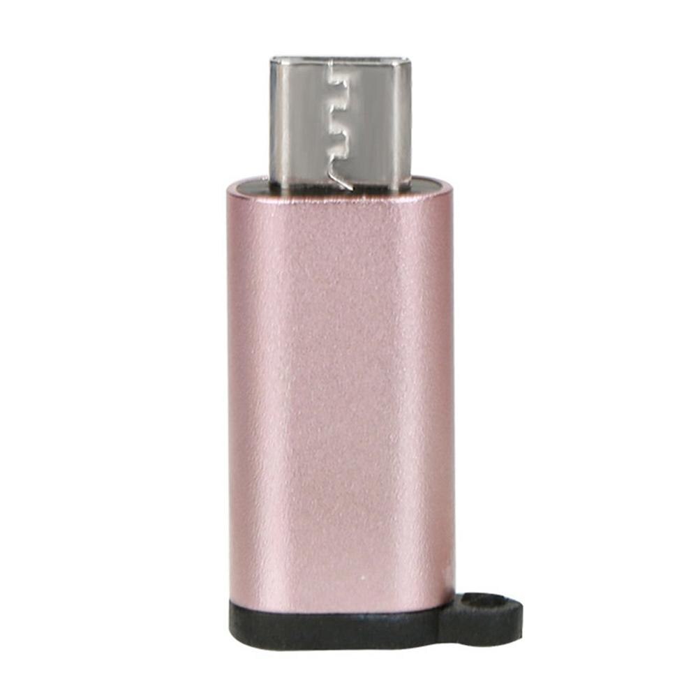 Mini Aluminium USB-C naar Micro USB Adapter met Sleutelhanger Draagbare Anti-verloren USB Type-C naar Micro USB convert Connector: rose gold