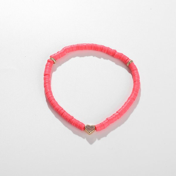 G. YCX bohème polymère argile Heishi disque perle Bracelet femmes hommes à la main disques perle extensible Bracelet ami Couple bijoux: coral Red