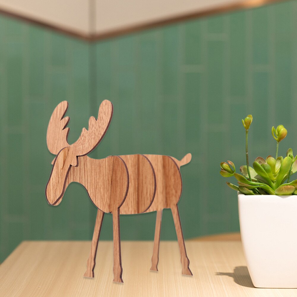 Jul rådjur älg rekvisita trä simulering dekoration för jul xmas vardagsrum sovrum fest heminredning liten storlek (khaki)