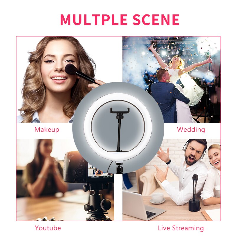 Selfie Ring Lamp Led Ring Light Selfie For Ring Phone Photography Lighting Camera Tripod Kit Photo Equipment Para Air Black