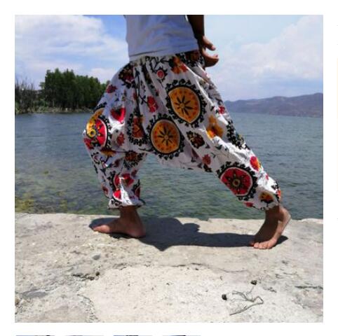 20 print thai hip hop aladdin hmong baggy bomuld hør harem bukser mænd plus size brede ben bukser boho casual bukser cross-bukser: 11