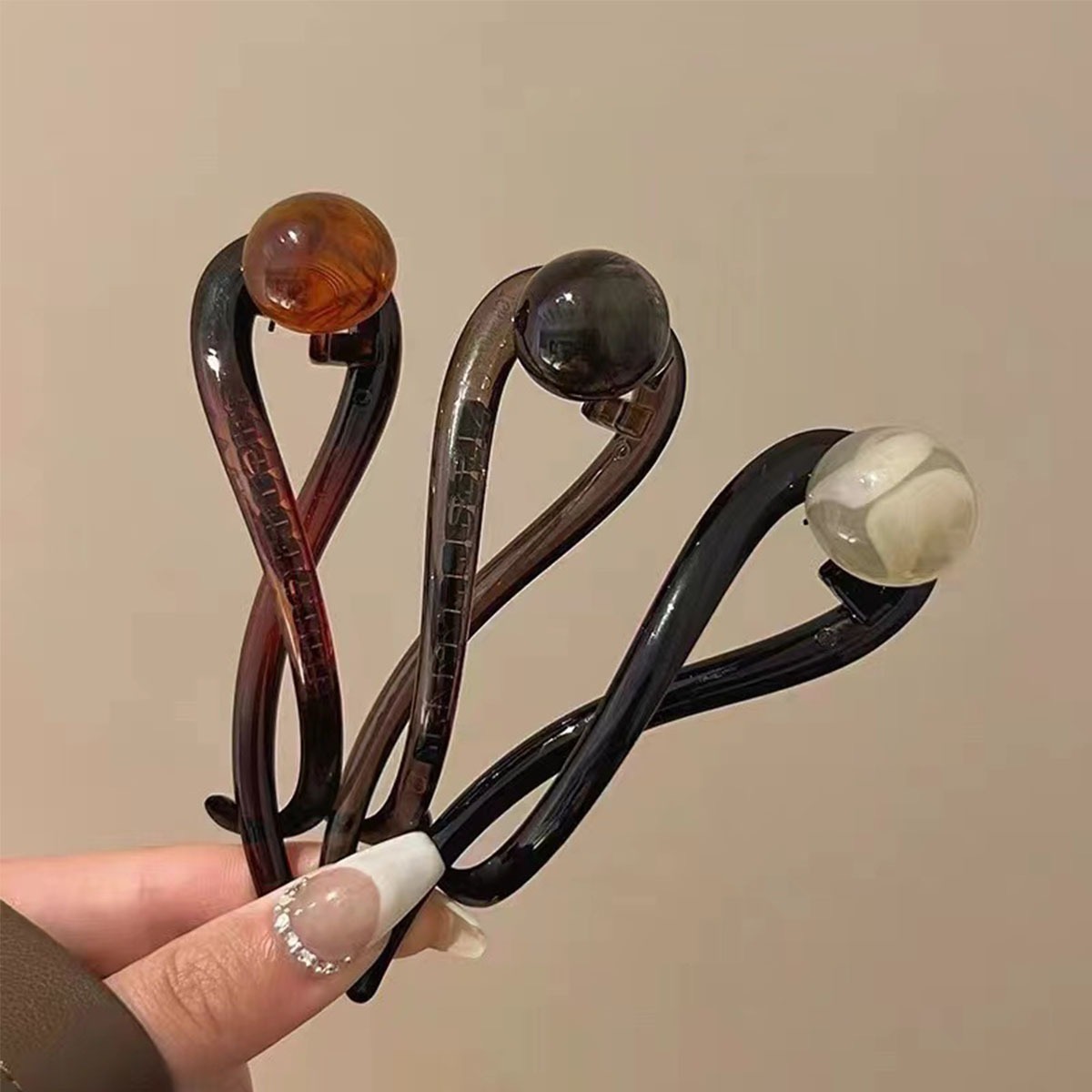 Clip de pelo trenzado, cuentas acrílicas de plástico, horquilla de perla de imitación, retorcido, accesorios para el cabello para mujer