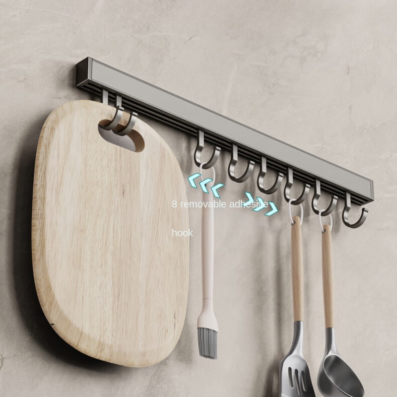 Ganchos de aluminio montados en la pared para cocina, espacio libre de perforaciones, soporte de almacenamiento para utensilios de cocina, perchas para bata, toalla y abrigo, 20/30/40cm