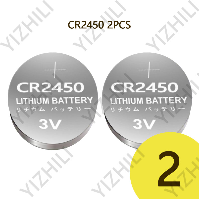 Bateria alcalina do botão do manganês do lítio, 3V, chave do controle remoto do carro, baterias do relógio eletrônico, CR2450: Preto
