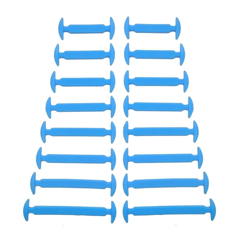 16 Stks/partij Schoenen Accessoires Geen Tie Schoenveters Unisex Elastische Siliconen Schoenveters Rubber Schoenveter: Light blue