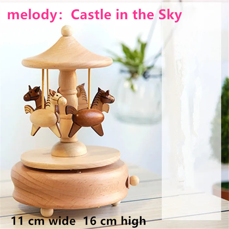 Rotary music box Choose eco-friendly wood Wood crafts music box A birthday Music box: Beige