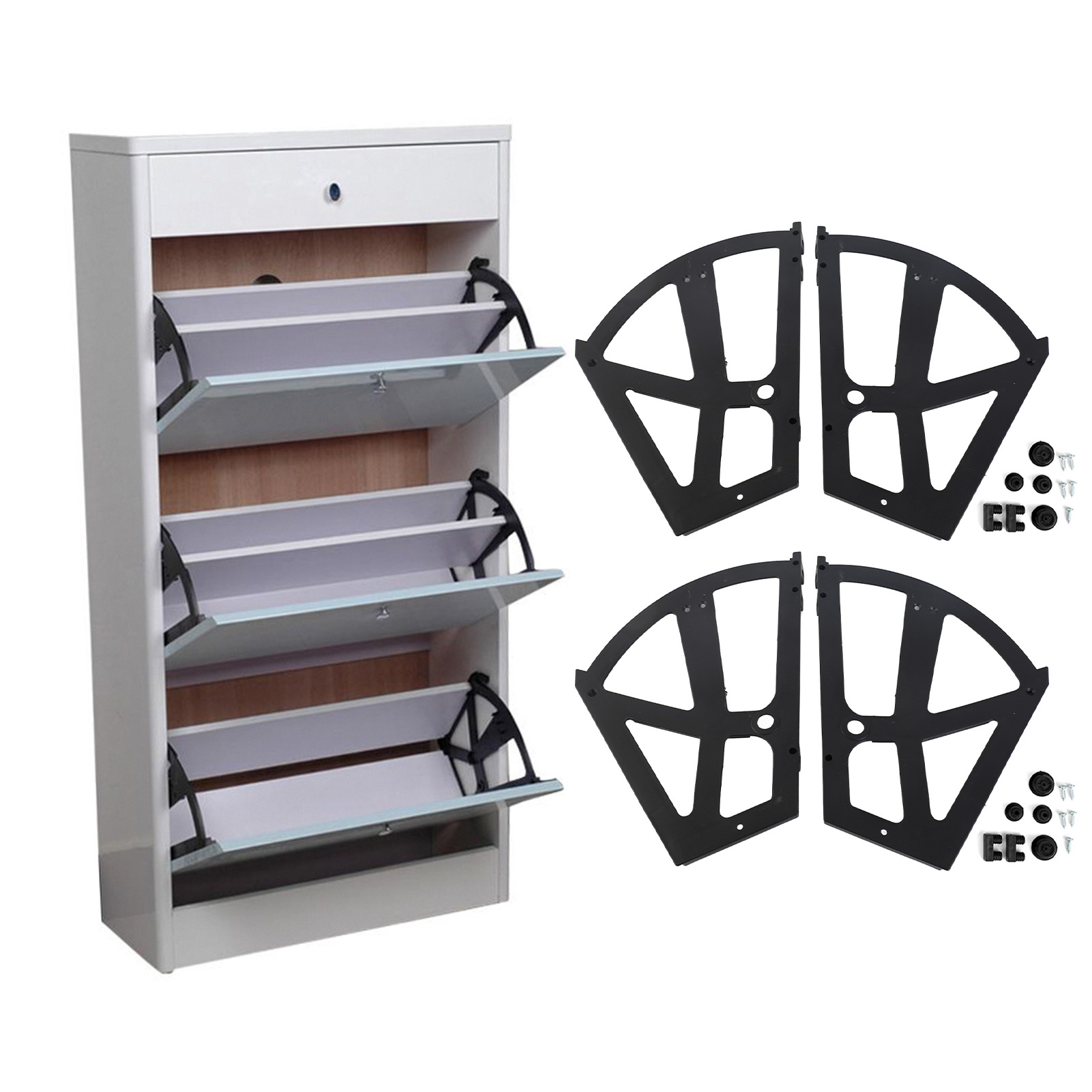 4Pcs Home Shoes Drawer Cabinet Hinge Shoes Rack Flip Plate Frame Turning Rack Thickened ABS Furniture Hinge Fittings Accessories