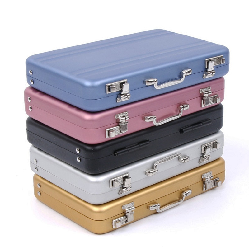 Rectangle Aluminum ID Credit Card Holder Storage Case Box Business Bank Card Holder Suitcase Shape Organizer