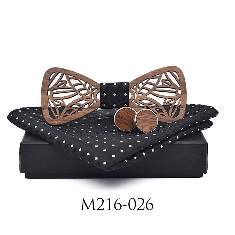 ZDJMEITRXDOOW holz fliege einstellen und Taschentuch Bowtie Krawatte Cravate Homme Noeud Papillon Mann Corbatas hombre Pajarita: 026