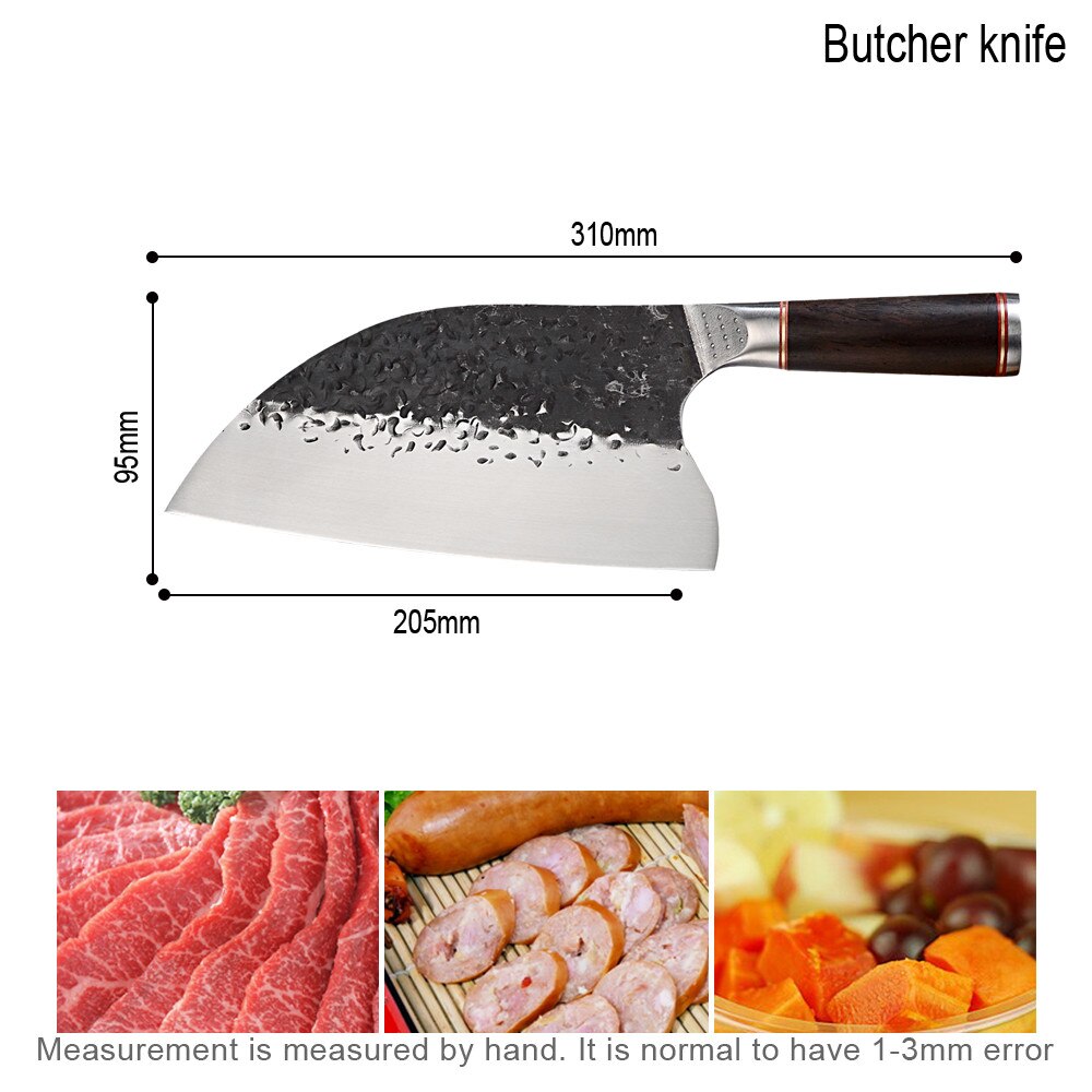 Sowoll couteau de boucher en acier forgé, outils de cuisine de Chef 5 ''6.5'' 7 ''7.5'' 8 ''trancheur serbe Chef survie outils de randonnée: F butcher
