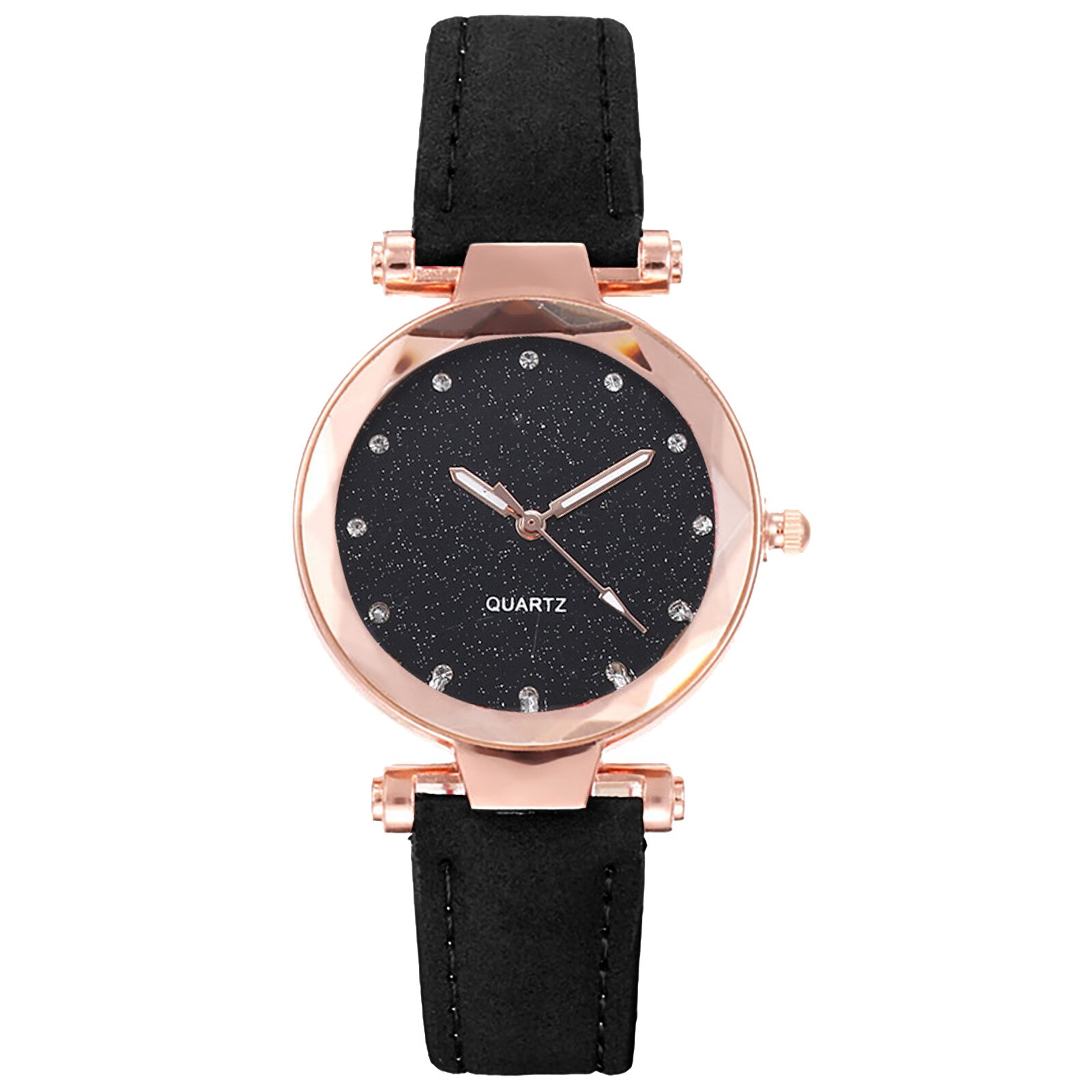 Quartz Horloges Modieuze Star Sky Prachtige Diamanten Retro Lederen Band Quartz Dames Horloge Relogio Feminino Montre Femme: A