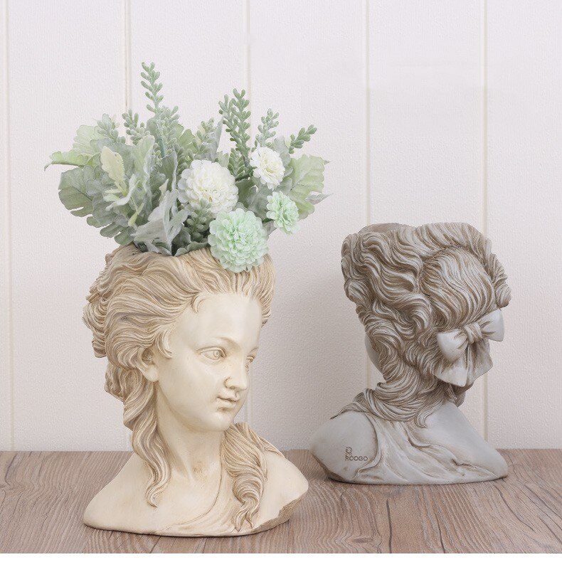 Maceta con cabeza de maceta para plantas suculentas, maceta de diosa griega para bonsái, macetas de jardín, artesanías de mano, decoración de escritorio para el hogar